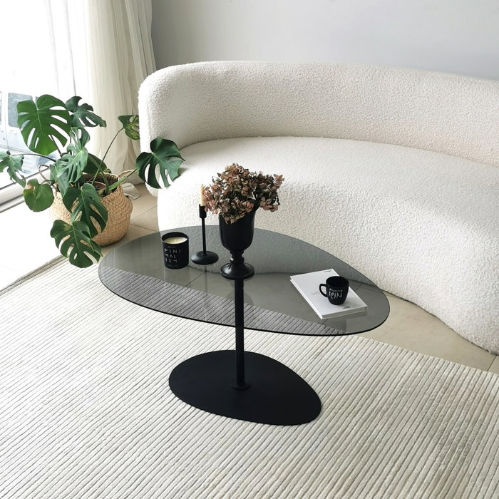 Hanah Home Porto Mesa de centro Gris oscuro y negro